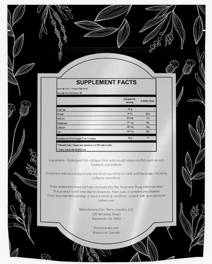 PARIS LAUNDRY Ocean Radiance – Hydrolyzed Marine Collagen Peptides Wild-Caught Unflavored – Supports Healthy Skin Hair Nails &amp Joints