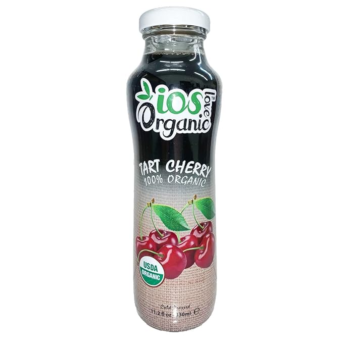 IOS Love Organic - Tart Cherry Juice 12 Pack of 11.2 Fl Oz Glass Bottles Cold Pressed No Added Sugar No Preservatives Vegan &amp Gluten Free