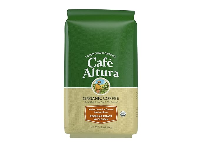 Cafe Altura Whole Bean Organic Coffee Regular Roast 5 lb Bag