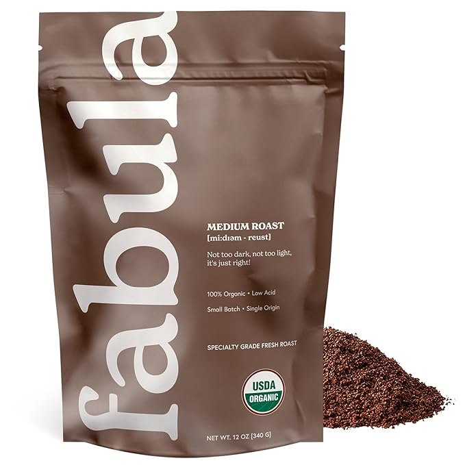 Fabula Organic Coffee Freshly Grounded - Medium and Light Roast - 2 Bag Bundle