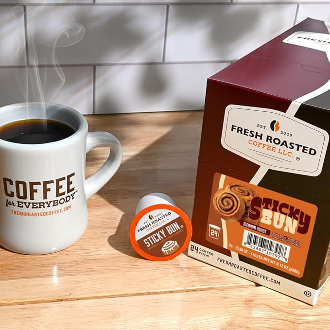 Fresh Roasted Coffee Sticky Bun Flavored Coffee Pods 72 Count