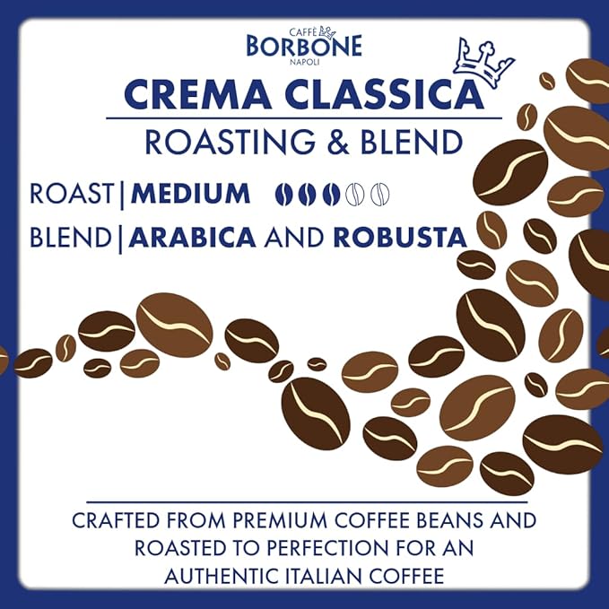 Caffè Borbone Whole Bean Coffee Medium Roast Arabica and Robusta Blend Crema Classica Full-Bodied and Balanced Italian Coffee 2.2 lb Bag
