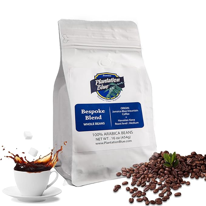 Fusion Elegance Duo: 1lb Jamaica Blue Mountain Ground + 1lb Bespoke Blend Whole Beans Medium Roast Bundle