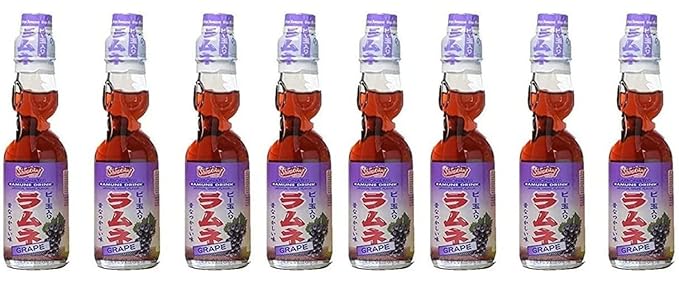 RAMUNE Japanese Soft Drink multi-pack 8 Bottles 6.76 Fluid Ounce (Grape)