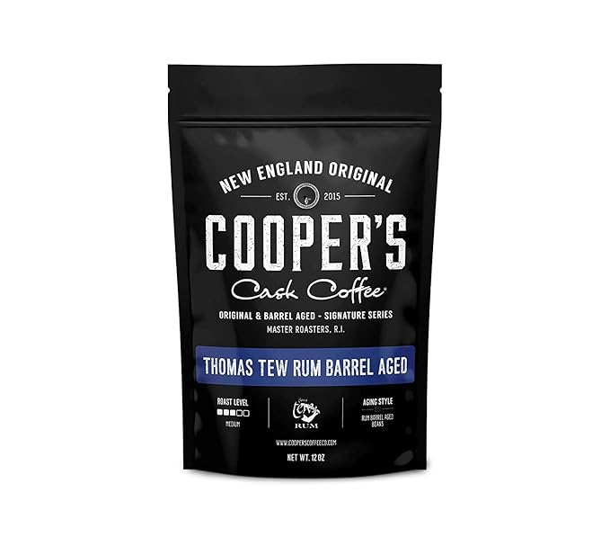 Rum Barrel Aged Coffee - Single Origin Rwanda Coffee Beans Aged in Thomas Tew RUM Barrels - 2lb Bags Ground Coffee