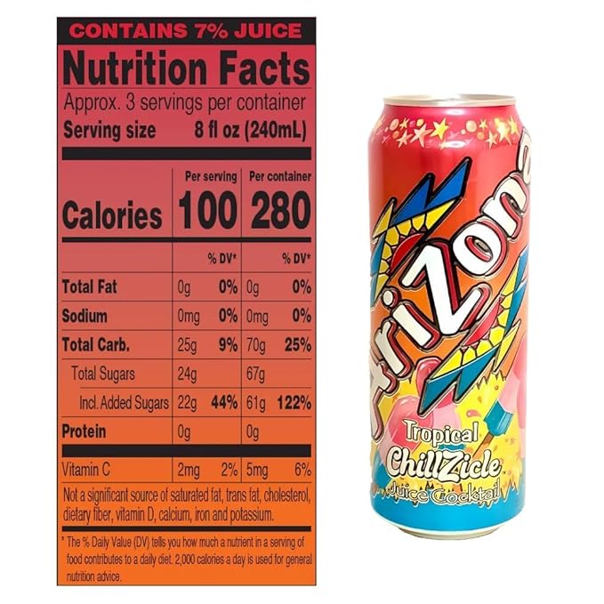 AriZona Tropical Chillzicle Big Can 22 Fl Oz (Pack of 12)