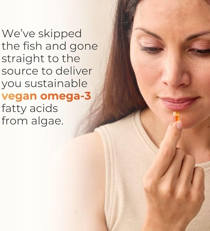 Juice Plus+ Omega Blend - Vegan Fish-Less No Aftertaste - Omega 3 5 6 7 &amp 9 Fatty Acids from Algae &amp Seeds - DHA ALA &amp EPA for Brain &amp Vision - 1 Bottle (60 Servings)