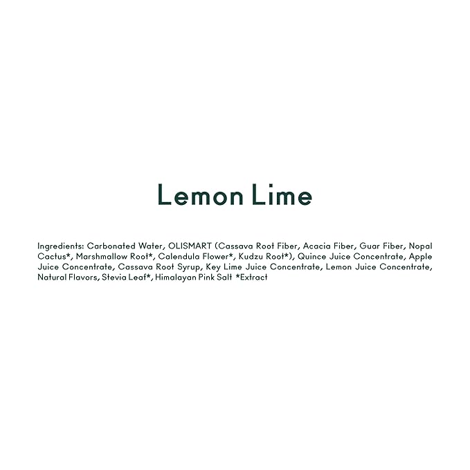 OLIPOP Prebiotic Soda Pop Lemon Lime Pantry Pack Packed with Prebiotics Fiber and Botanicals Gluten Free GMO Free 12oz Skinny (12-Cans)