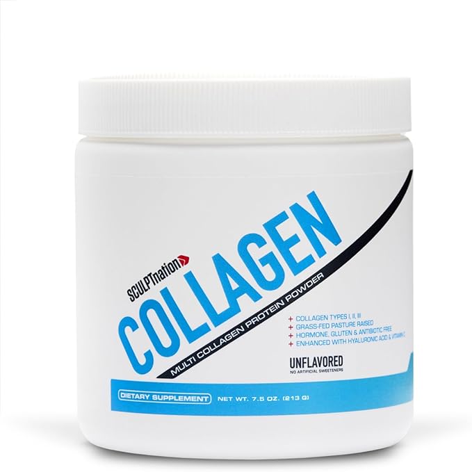 Sculpt Nation by V Shred Collagen Peptides Powder - Types I II and III Collagen Plus Hyaluronic Acid to Support Healthy Hair Nails Skin Bones and Joint Health - Unflavored 30 Day Supply