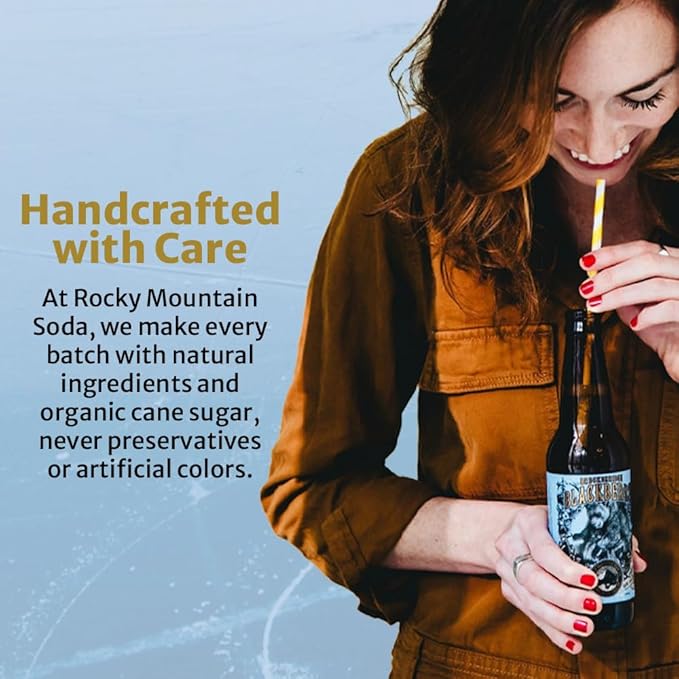 Rocky Mountain Soda 12‑Pack 12 Fl Oz Bottles Small‑Batch Craft Soda Pop Gluten‑Free Vegan Organic Cane Sugar No Preservatives No Added Sodium Peaches &amp Cream Soda Pop