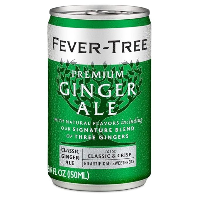 Ginger Ale - Premium Quality Mixer - Refreshing Beverage for Cocktails &amp Mocktails. Naturally Sourced Ingredients No Artificial Sweeteners or Colors - 150 ML Cans - Pack of 8