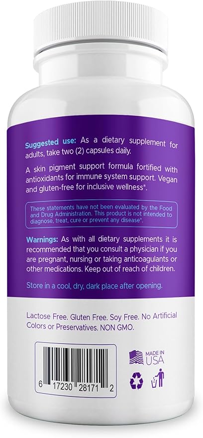 Vitiligo Capsules 60 Count | 1 Month | Improve Skin Pigmentation Support and Reduce White Spots | Effective Vitiligo Supplement | Natural Solution for White Spots on Skin. (2)