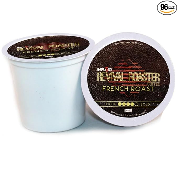 InfuSio Coffee Pods – 96 Count French Roast (Dark Roast Coffee) Single Serve Coffee Pods for Keurig K Cup® Brewers Compatible with Keurig 2.0 Brewers