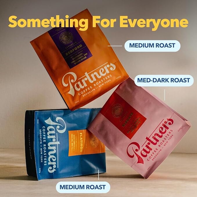 PARTNERS COFFEE ROASTERS - Whole Bean Coffee (Elevate - Espresso Medium Roast) 12oz (2 Pack) - Well-Balanced Espresso - Whole Coffee Beans - Lab Tested for Mycotoxins &amp Heavy Metals - Hand Roast