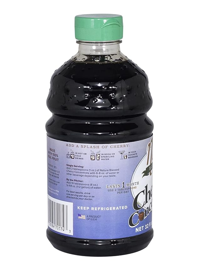 Nature Blessed 100% Pure Tart Cherry Concentrate - 2 Quarts (Two 32oz Bottles) Refreshing by itself or in Smoothie All Natural No added Sugar or Preservatives. Harvest Special - Price reduced from