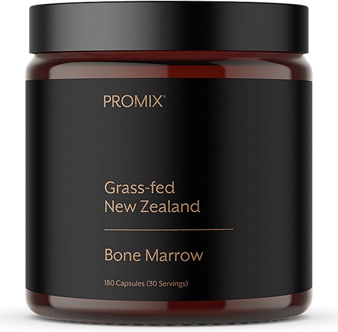 ProMix Nutrition Grass-Fed Beef Bone Marrow Supplement | Rich in Collagen Vitamins &amp Minerals - Raw &amp Freeze Dried | - 180 Gelatin Capsules