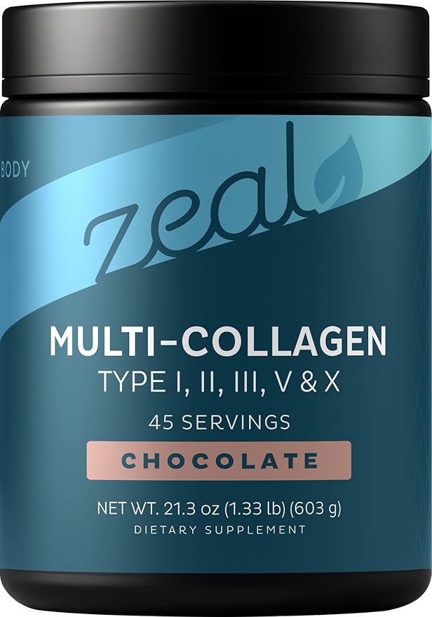 Premium Multi Collagen Peptides Powder (1 2 3 5 &amp 10) with Protein. Vitamin C Biotin Hyaluronic Acid for Hair Skin and Nails - Marine Bovine Chicken &amp Eggshell (Chocolate 45 Servings)
