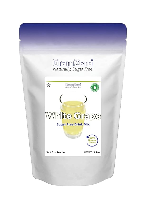 GramZero White Grape Zero Calorie Sugar Free Drink Mix Great For Nutrition Club Loaded Teas Stevia Sweetened