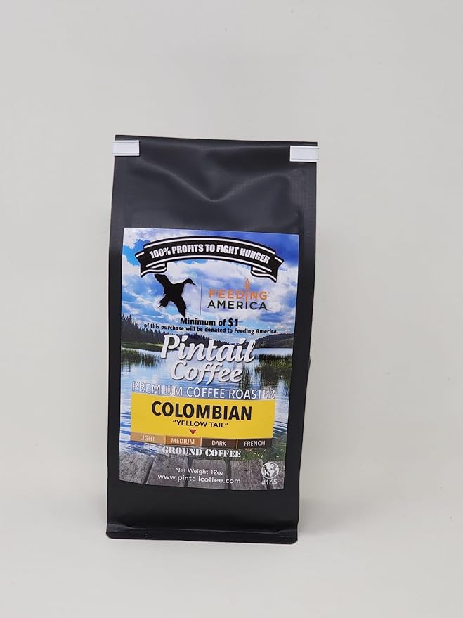 Pintail Coffee - Yellow Tail Medium Roast 100% Colombian Ground Coffee 12 oz. Bag Rich Blend of Colombia Crisp Flavors of Caramel