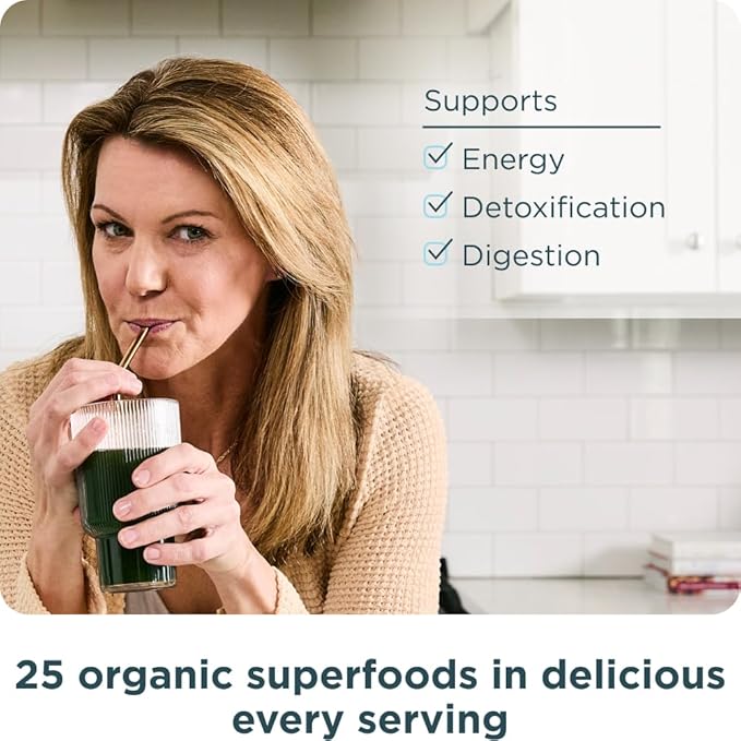 Ancient Nutrition SuperGreens Powder with Probiotics Organic Berry Flavor Greens Made from Real Fruits Vegetables and Herbs Digestive and Energy Support 25 Servings 6.7oz