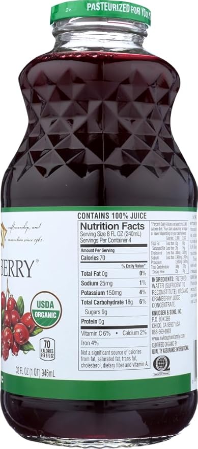 Organic Just Cranberry Juice (Pack of 12)