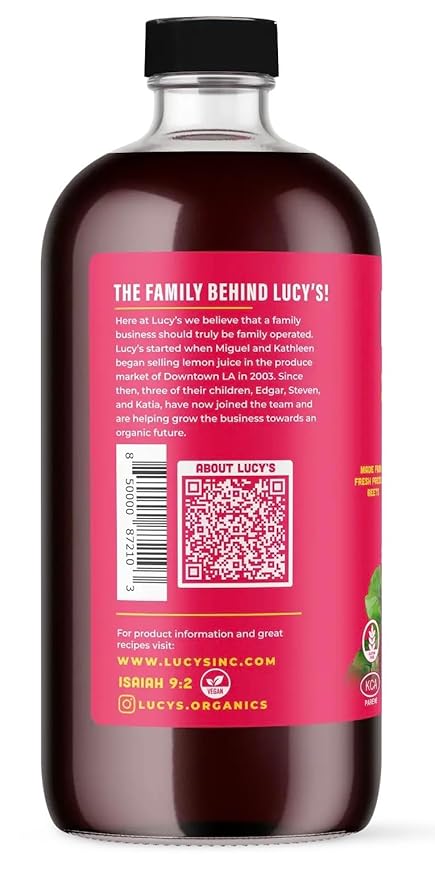 Lucy’s Family Owned - AMERICAN BEETS Organic 99% Pure Beet Juice 34 oz. Glass Bottle (Made From Fresh Pressed) (Pack of 2)