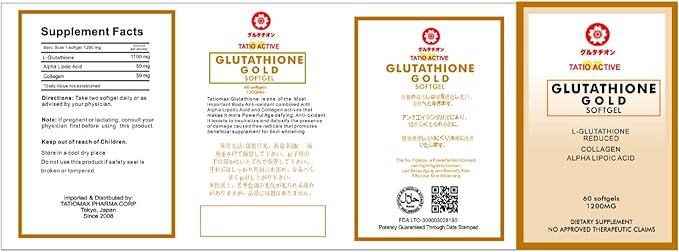 20 Bottles Gold Glutathione Lightening Gel Capsules with Collagen &amp Vitamin C