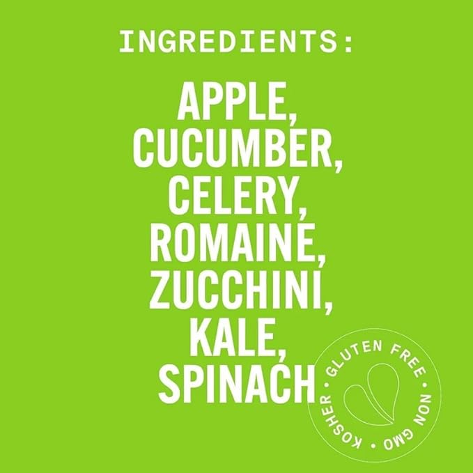 Pure Green Cold Pressed Juice - Pure Greens Apple - Fresh Functional Blend with Apple Greens Cucumber Celery - Natural Gluten Free Non-GMO No Artificial Colors or Flavors - Made from Real Fruits