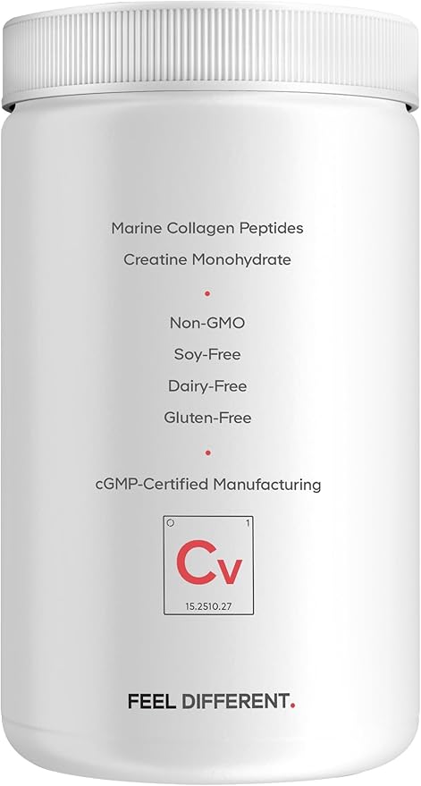 Codeage Creatine Collagen Peptides - Creatine Monohydrate Powder Supplement Wild-Caught Marine Collagen Biotin Magnesium Vitamin C Hyaluronic Acid - Vanilla Flavored - Non-GMO - 15 Oz