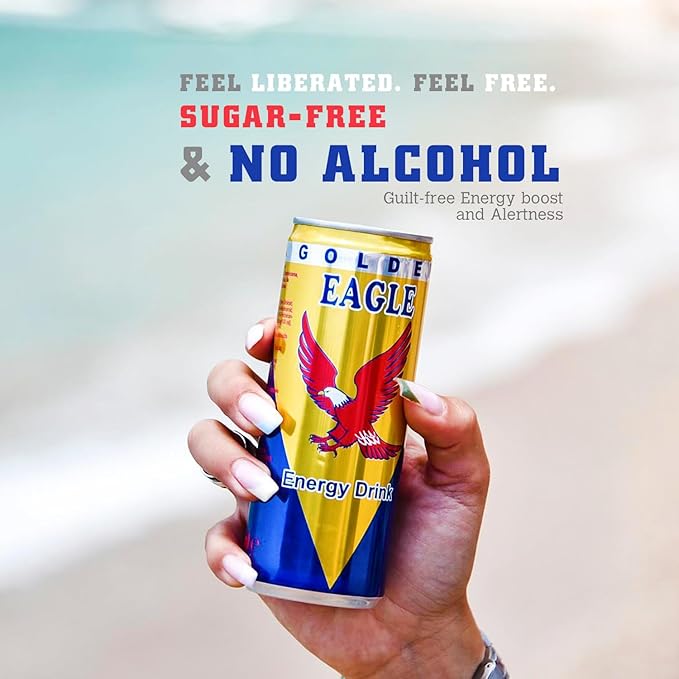 Golden Eagle Energy Drink - 8.4 fl oz Cans (24-Pack) - Albanian Energy Drink Real Sugar Enhanced Energy &amp Focus Vitamins &amp Minerals Perfect for Athletes &amp Professionals Natural Taste M