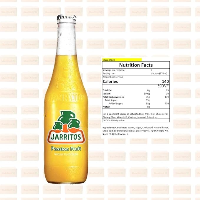 QUALITATT 10 Jarritos Mexican Soft Soda Drink Passion Fruit Glass Bottle 12 fl oz 12 Pack by Qualitatt