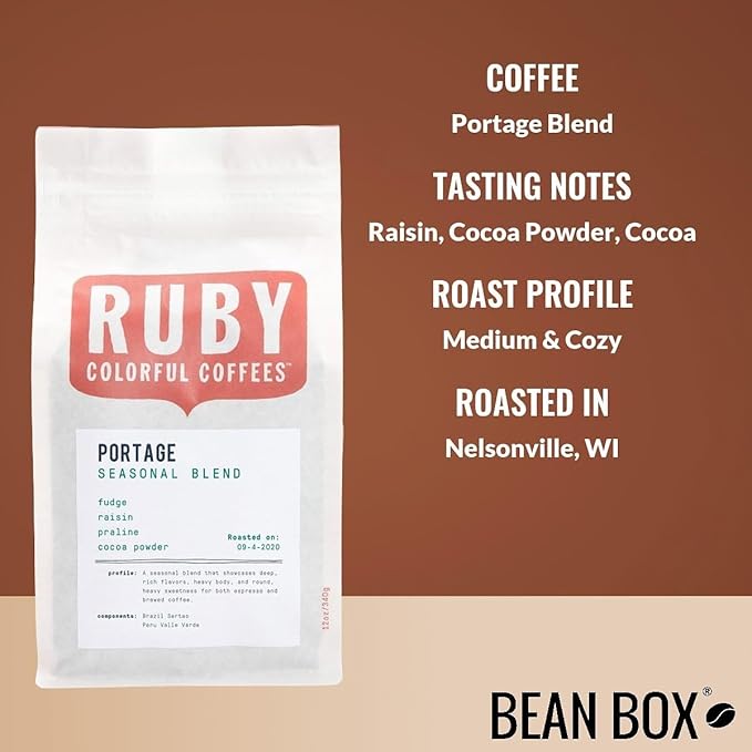 Bean Box Coffee Sampler - Roasted by Ruby 4-Pack Whole Bean Coffee Gourmet Coffee