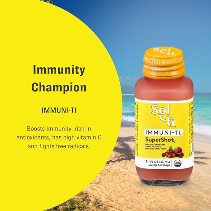 Sol-ti IMMUNI-TI SuperShot Drink Immunity Boost SuperFood Cold-Pressed Organic Fruits and Ginger Juice Blend 12 Pack (2.1 Fl oz)