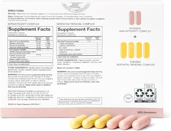 Serovital Skin Revive – Anti-Aging Supplement for Women – Supports Skin Hydration Energy Immune Health &amp Fine Line Reduction – 240 Capsules – 40-Day Supply