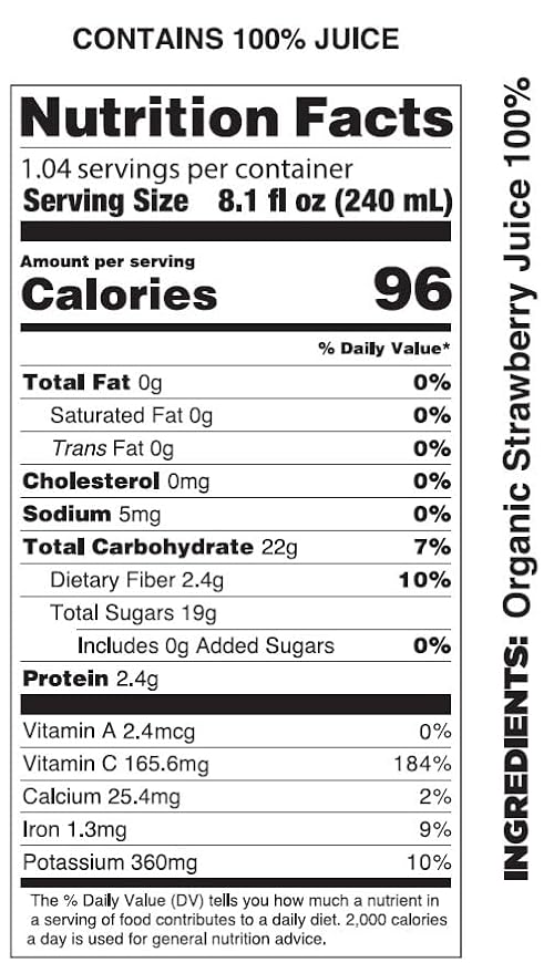 Pomona Organic Strawberry Juice (Pack of 12) Cold Pressed USDA Organic Juices with 100% Strawberries No Added Sugar Not From Concentrate Vegan Kosher Non GMO Pasteurized 8.4 oz Glass Bottles