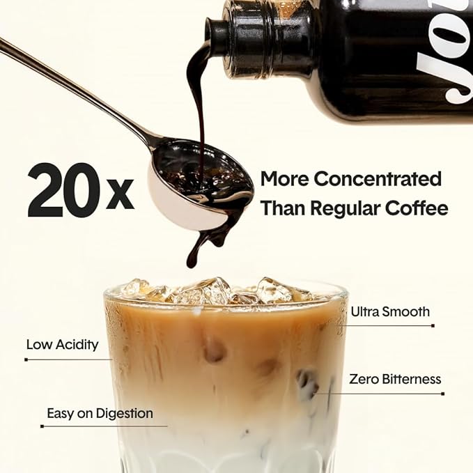Jot Coffee Concentrate (Original) High Caffeine Cold Brew Coffee Concentrate Liquid for Iced Coffees Instant Espresso Hot or Cold Instant Coffees - Makes 14 Cups 150mg Caffeine/Tbsp Sugar Free