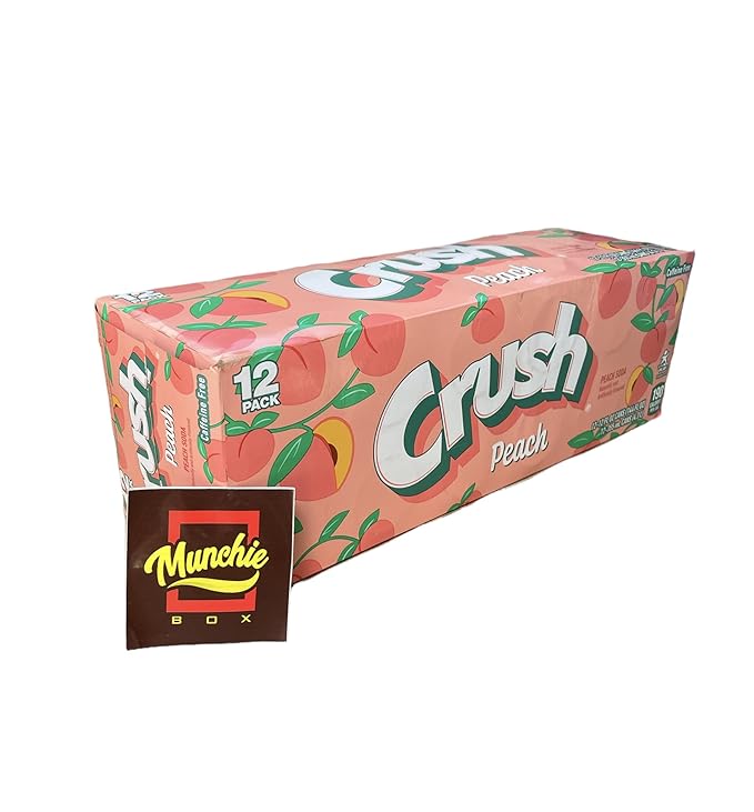 Crush Soda Munchie Box Reserve - Stocked for your Pleasure - Cans or Bottles (Peach Pack of (12) 12 Oz Cans)