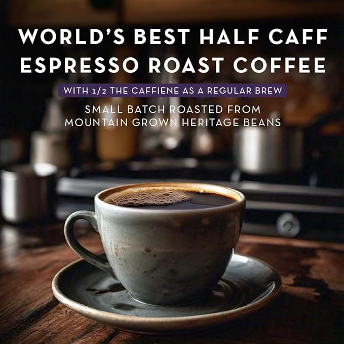 World's Best Half Caff Espresso Roast Coffee Pods 100 ct Dark Roast in Single Serve Pods – 100% Arabica Coffee Compatible with Keurig K Cups Maker