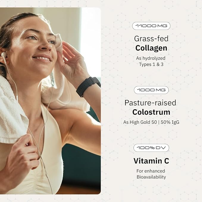 ARC Radiance Collagen &amp Colostrum Powder – Supports Youthful Skin Strong Joints &amp Gut Health – Grass-Fed Type I &amp III Collagen – Boost Immunity &amp Recovery – Keto Gluten-Free Unflavo