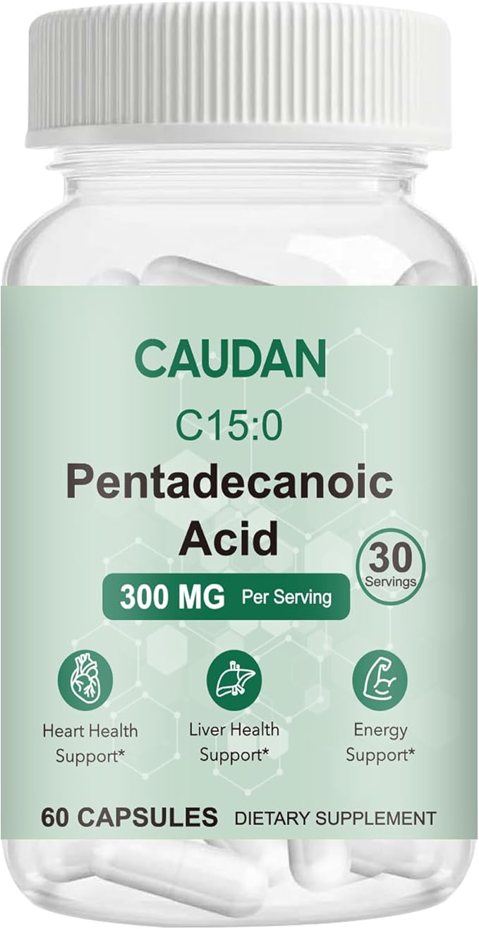 C15:0 Pentadecanoic Acid Supplement with Omega-3 CoQ10 NAD+ Vitamins Essential Acids for Longevity Supplement Liver Health Energy Support - 60 ct