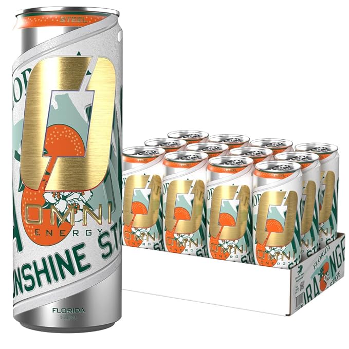 OMNI Energy Drink Florida 12pk (Pack of 12) | 200mg Clean Caffeine B Vitamins | Sugar Free | Low Calorie | Sparkling