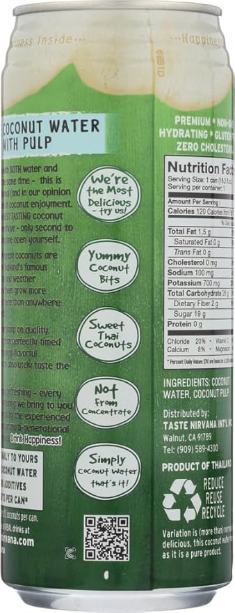 TASTE NIRVANA COCONUT WTR PULP CAN 16.2 FO PK- 12