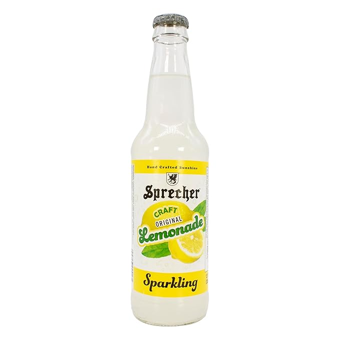 Sprecher Sparkling Original Lemonade in 12 fl oz Glass Bottles (12 Pack) Handcrafted Craft Soda with Real Lemon Juice Naturally Flavored and Cane Sugar Sweetened