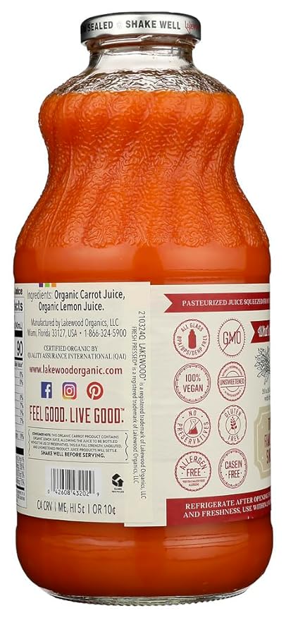 Organic Pure Carrot32Z Juice (Pack Of 6) - Pack Of 6