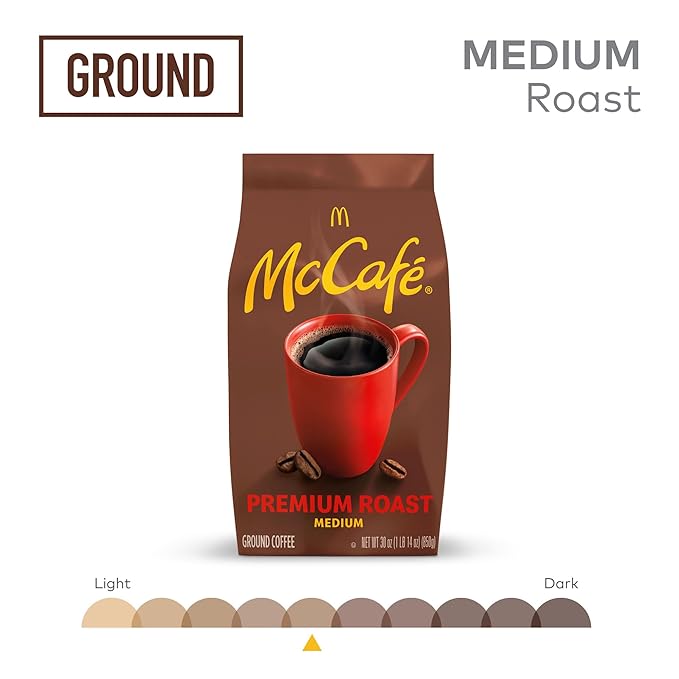 McCafe Premium Roast Ground Coffee Medium Roast Premium Quality Responsibly Sourced Kosher Certified 30oz. Bag