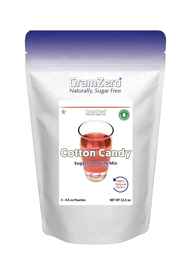 GramZero Cotton Candy Zero Calorie Sugar Free Drink Mix Great For Nutrition Club Loaded Tea Stevia Sweetened