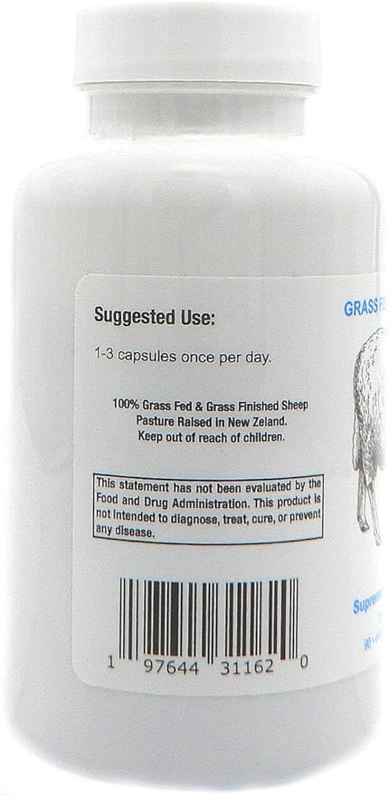 Supreme Nutrition Sheep Testicle - 100% Grass Fed and Finished in New Zealand 90 Capsules of Pure Ovine Testicle (Pack of 2)