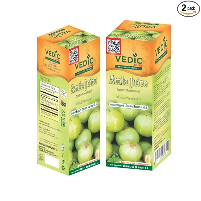 Vedic Juices Amla Juice Indian Gooseberry - 1 Liter (Pack of 2)