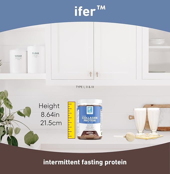 ifer 16-Hour Chocolate Collagen Protein/Type I II III Collagen / 15 Grams Vegan Protein / 18 Added Amino Acids/MCT Oil/Approved for Intermittent Fasting/Digestive Enzymes / 500 Grams