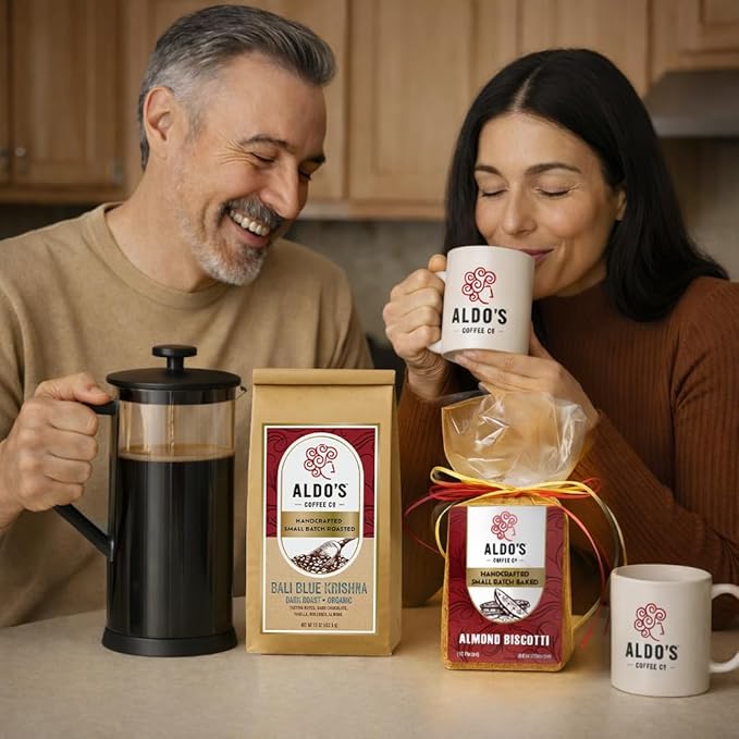 Aldo’s Organic Bali Blue Coffee Beans – Handcrafted Single-Origin Indonesian Coffee Small-Batch Artisan Roasted Bold Smooth Low-Acidity Coffee (1 lb) (Medium Coarse Ground)